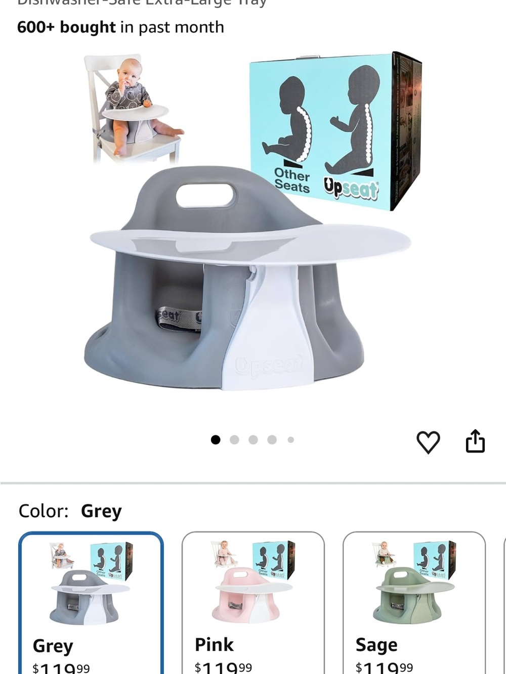 Grey Infant Floor Seat with White Tray